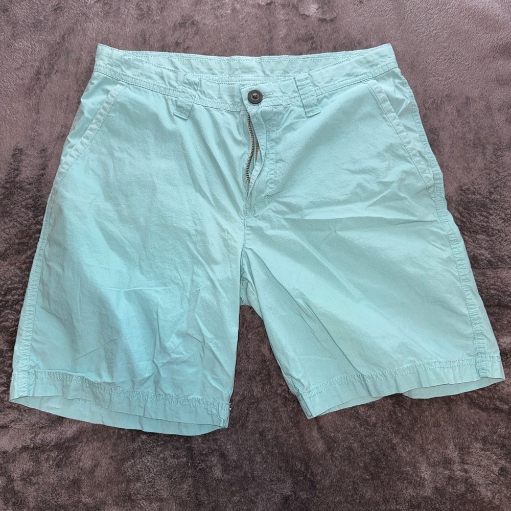 Columbia Mens Cotton Chino Shorts 30W 8L Light Teal Seafoam Green Casual Outdoor